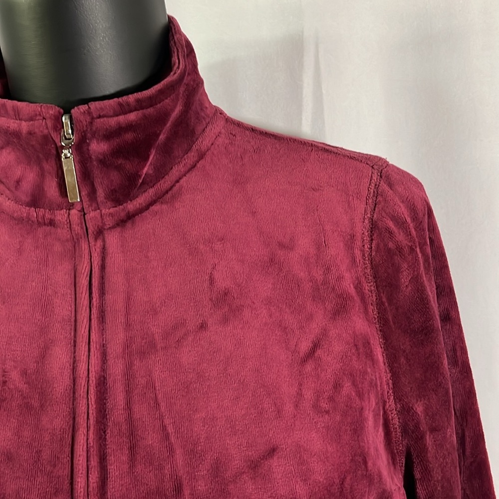 NWT Exertek French Merlot Red Zip Front Velour Jacket - Picture 6 of 16